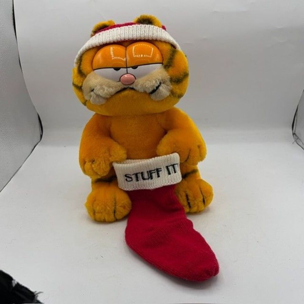 GARFIELD PLUSH CHRISTMAS VINTAGE DAKIN 1981 UNITED FEATURE SYNDICATE RARE VTG